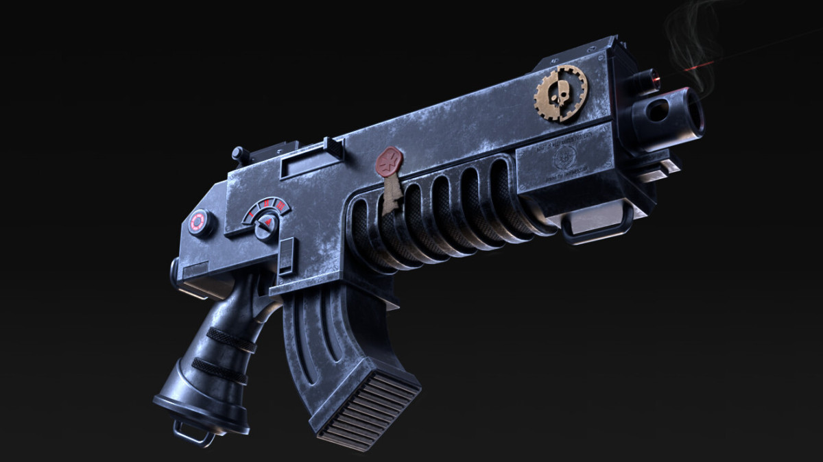 Boltgun on his hip