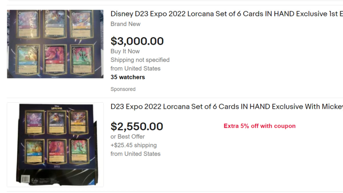 Disney Lorcana Collector's Edition D23 bidding war on ebay 1000-3000$