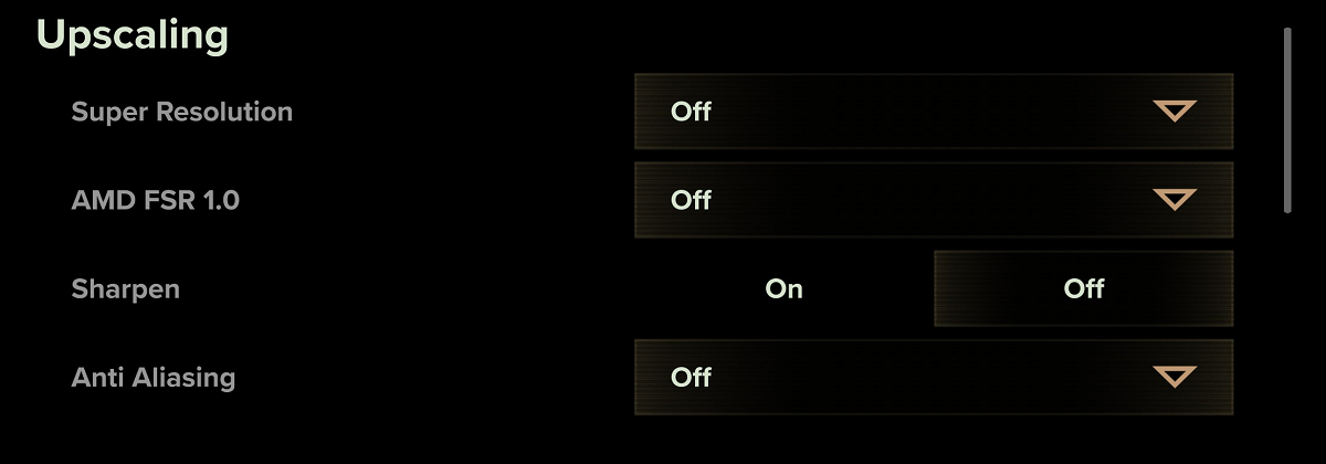 Upscaling Settings Darktide