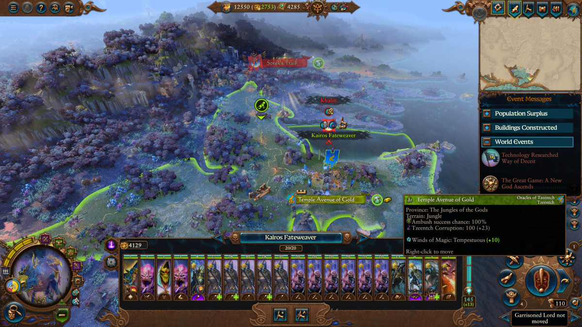 Giant green scroll giving away an enemy ambush site in Warhammer III