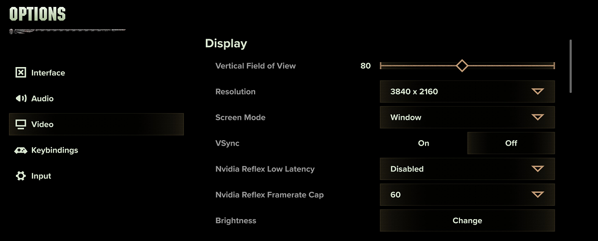 Display Settings Darktide