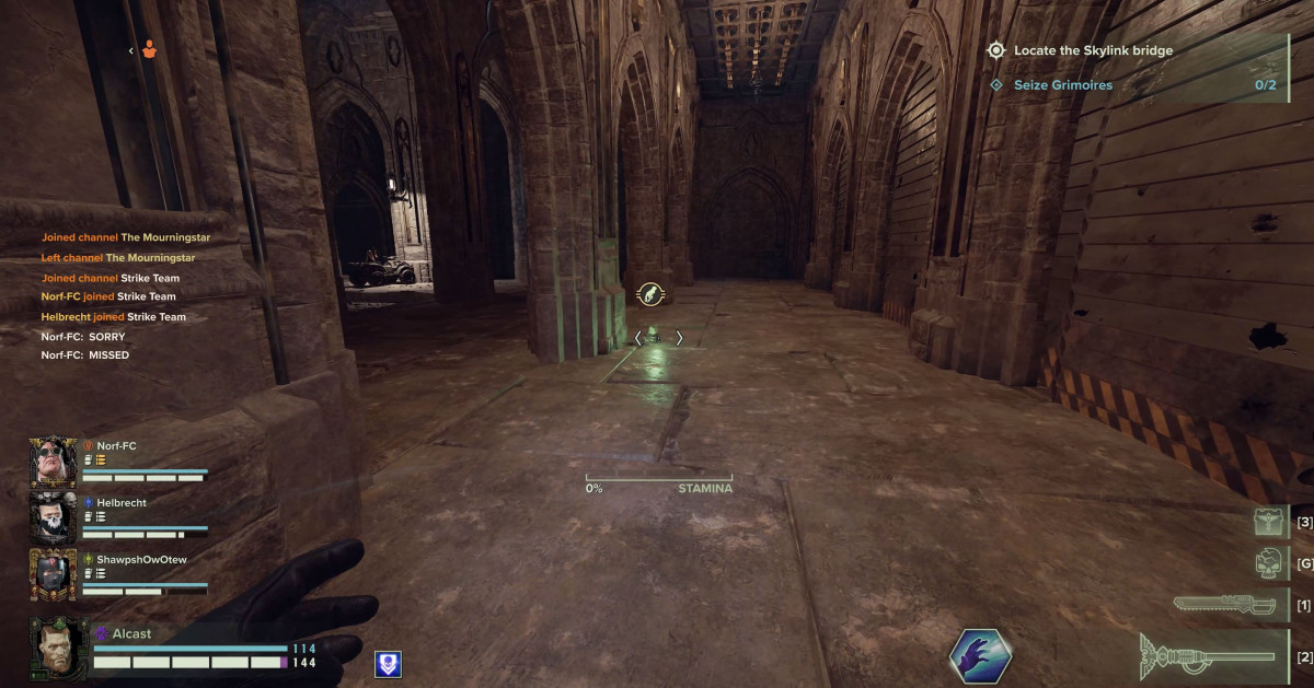 Grimoire location is behind a stone column