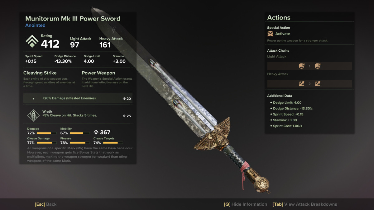 Veteran Power Sword in Darktide