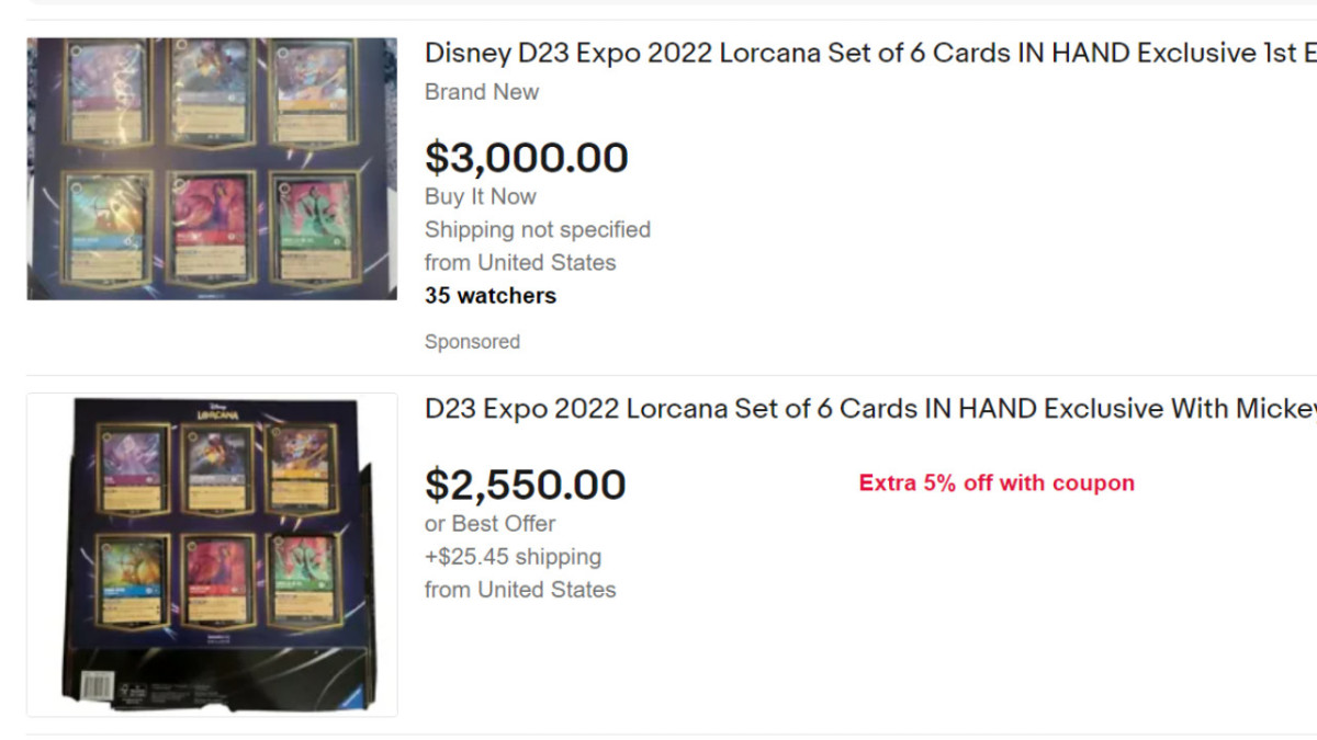 Lorcana Collector's Edition at D23 being sold on Ebay