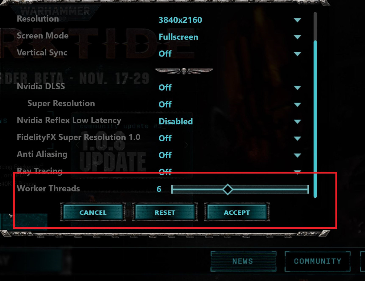 Worker Threads Setting in Darktide Launcher