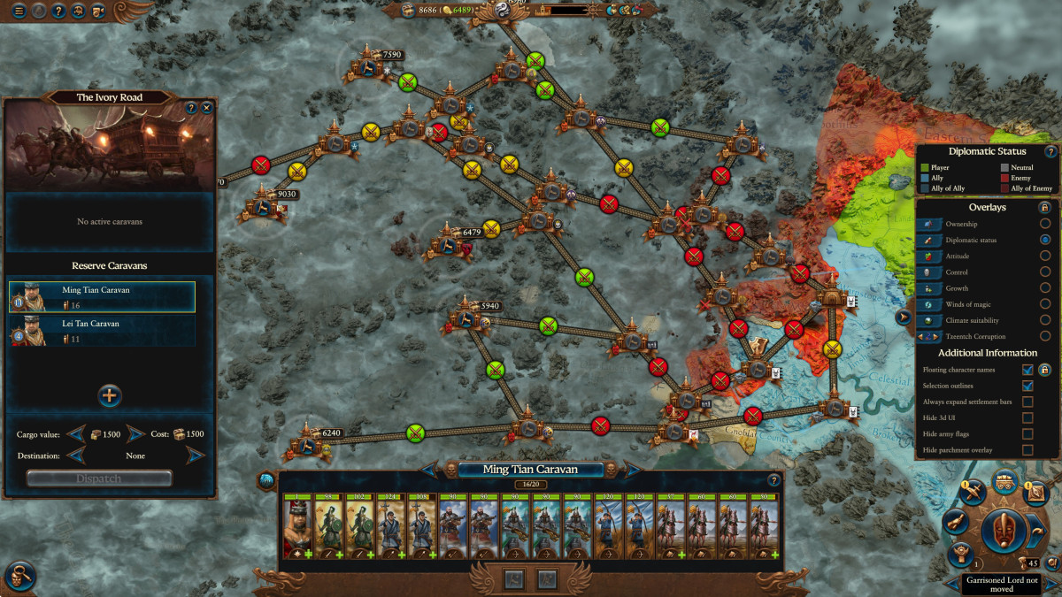 Potential caravan routes in Total War: Warhammer III